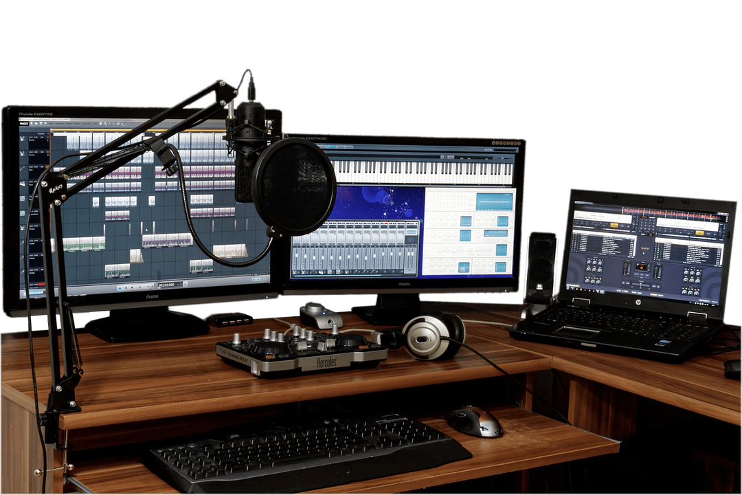 Professional audio production studio setup